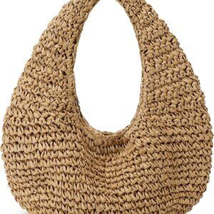 Women's Straw Woven Hobo Bag Summer Beach Casual Chic Gift